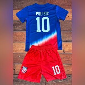 Youth Extra Large Christian Pulisic Jersey USA Blue and Red Soccer Jersey Set